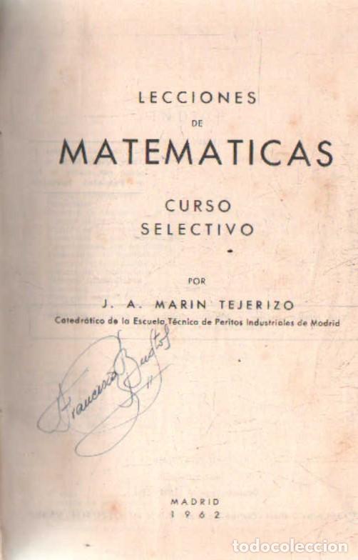 Second hand books of Sciences: LECCIONES DE MATEMATICAS. CURSO SELECTIVO. MARTIN TEJERIZO, J. A. A-MAT-607