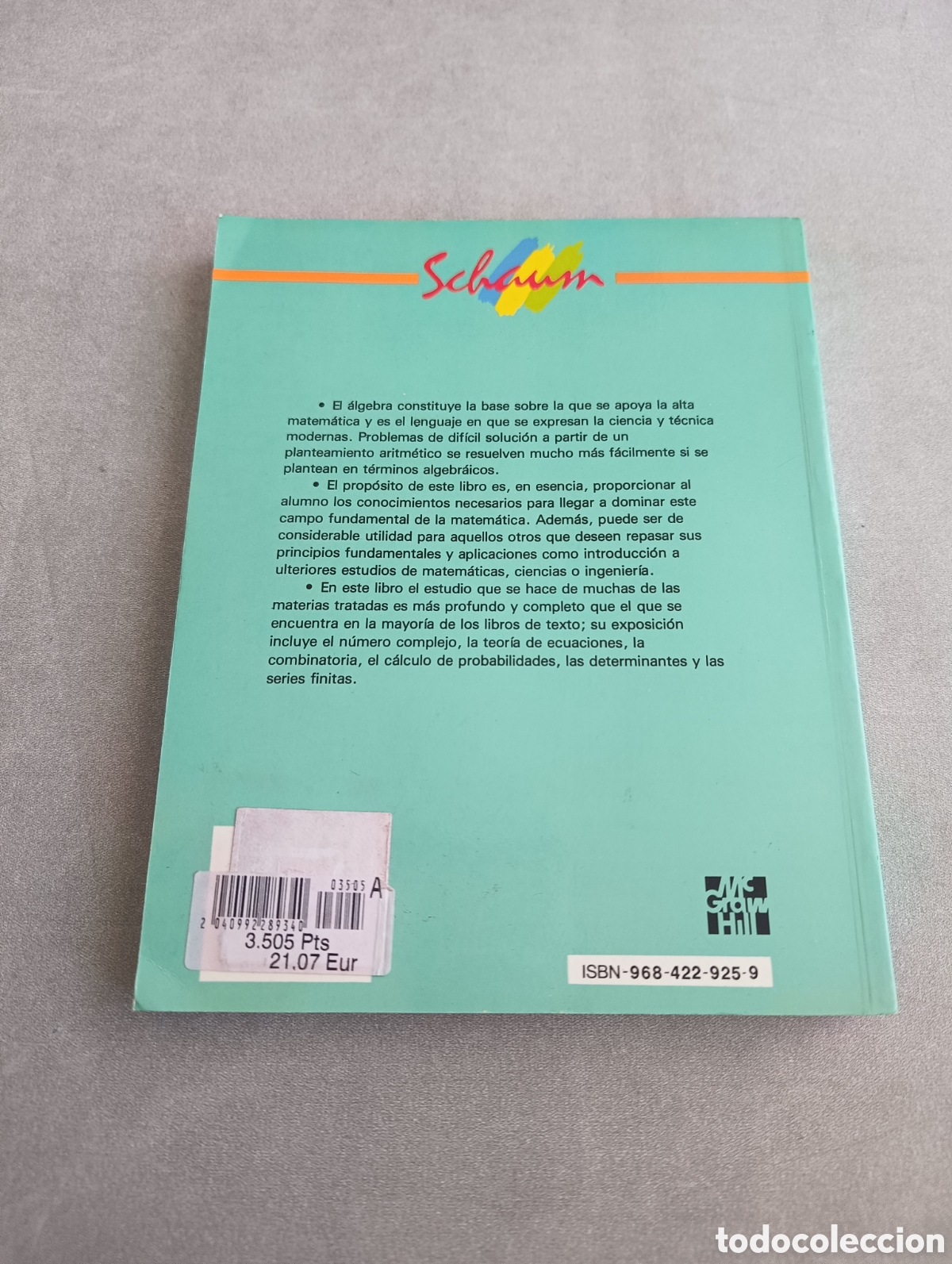 Libros de segunda mano de ciencias: &Aacute;LGEBRA SUPERIOR. MURRAY R. SPIEGEL. ED MC GRAW HILL. - Foto 2