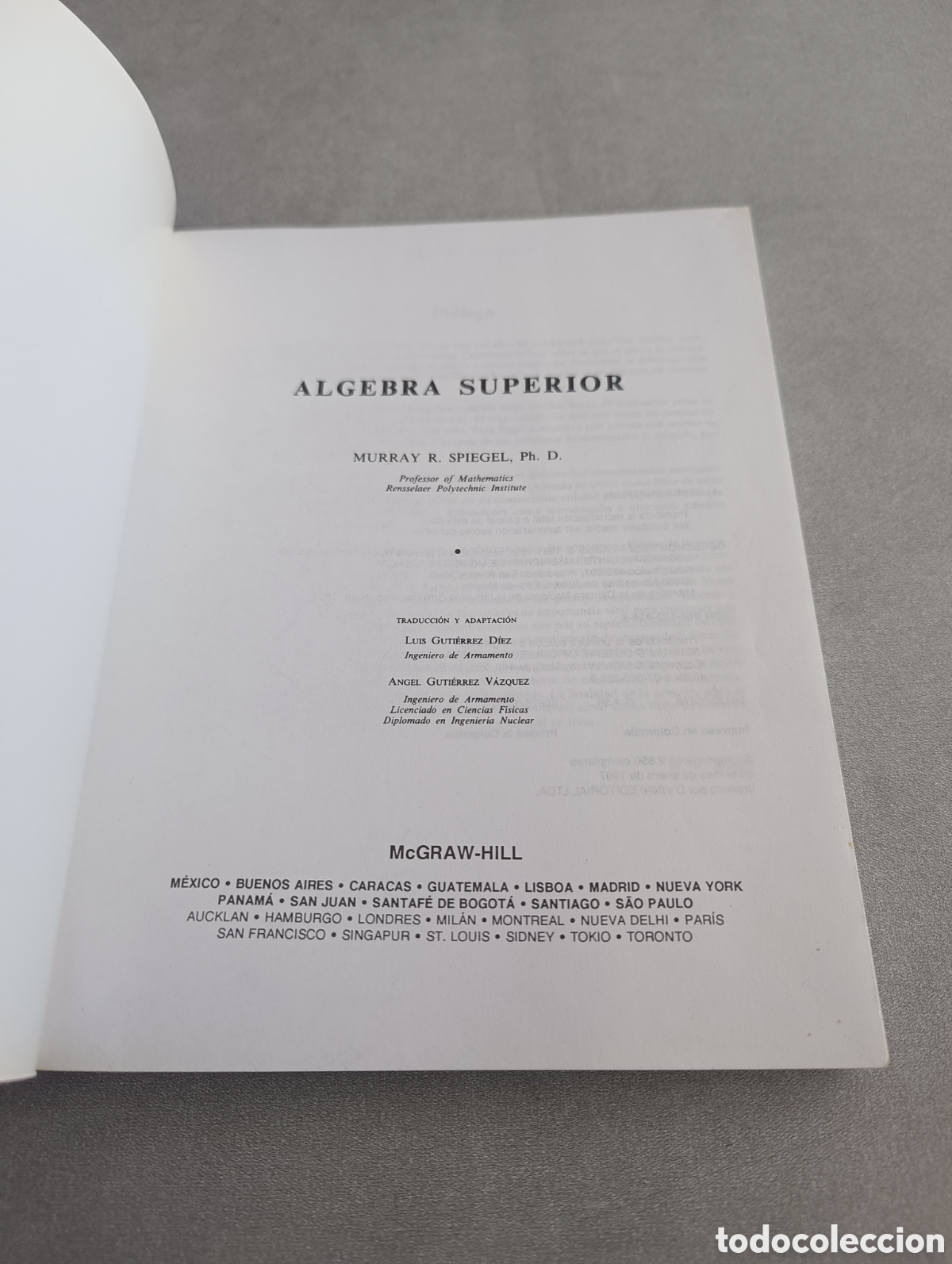 Libros de segunda mano de ciencias: &Aacute;LGEBRA SUPERIOR. MURRAY R. SPIEGEL. ED MC GRAW HILL. - Foto 3