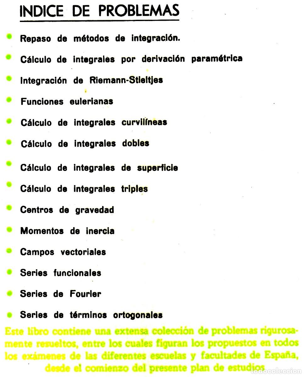 Libros de segunda mano de ciencias: PROBLEMAS DE CALCULO INTEGRAL. MATEMATICAS. - Foto 3