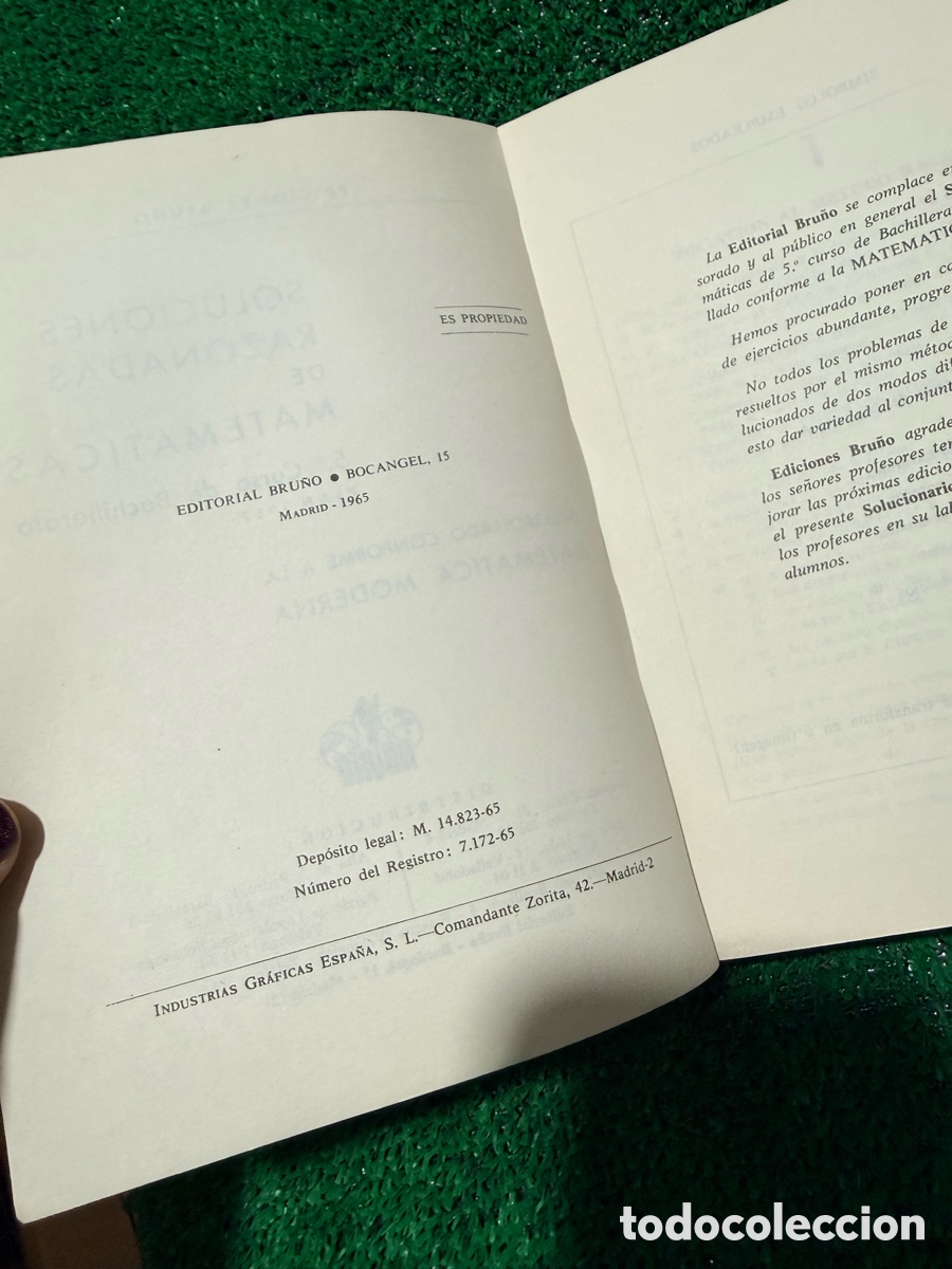Libros de segunda mano de ciencias: SOLUCIONES RAZONADAS MATEM&Aacute;TICAS 5.&ordm; Curso de Bachillerato.-Plan 1957 - Foto 5