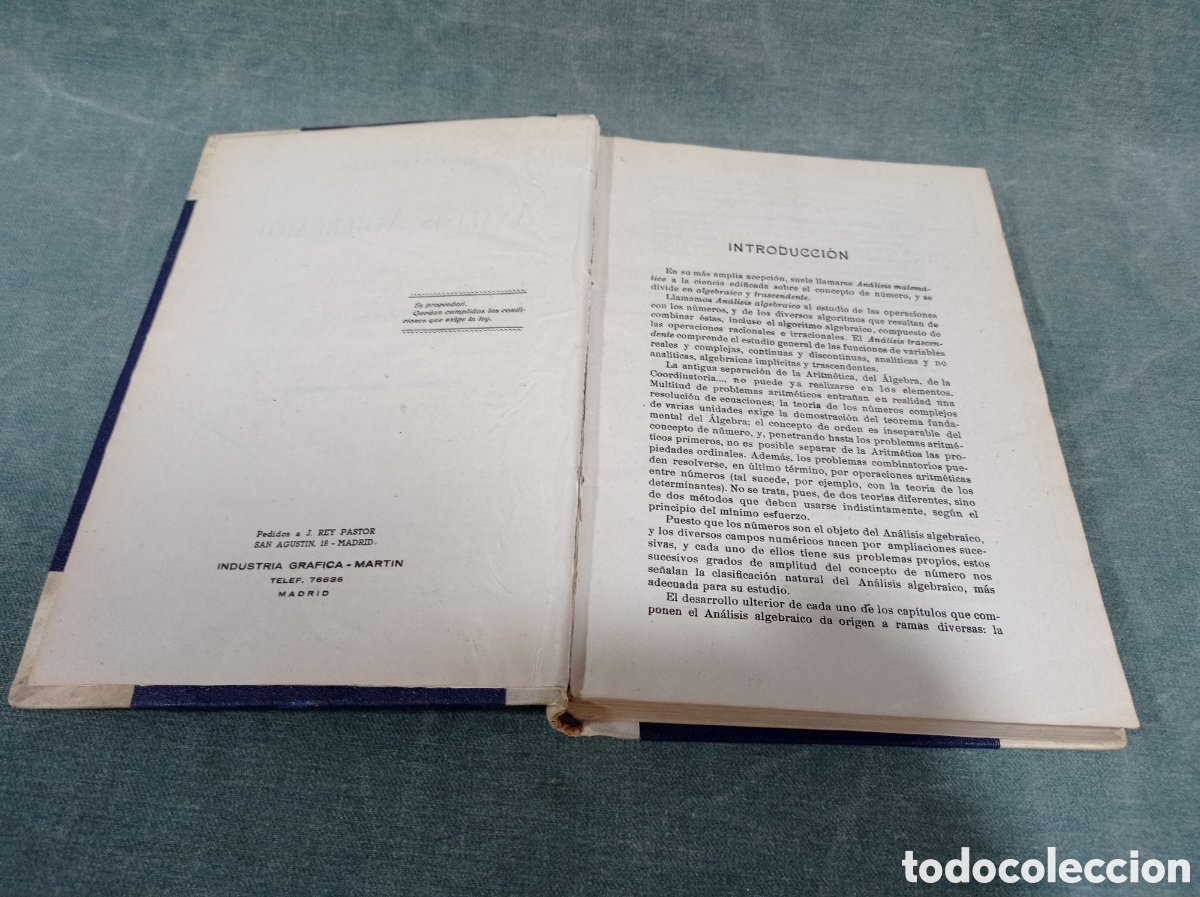 Libros de segunda mano de ciencias: ELEMENTOS DE AN&Aacute;LISIS ALGEBRAICO - JULIO REY PASTOR - 1949 - Foto 5