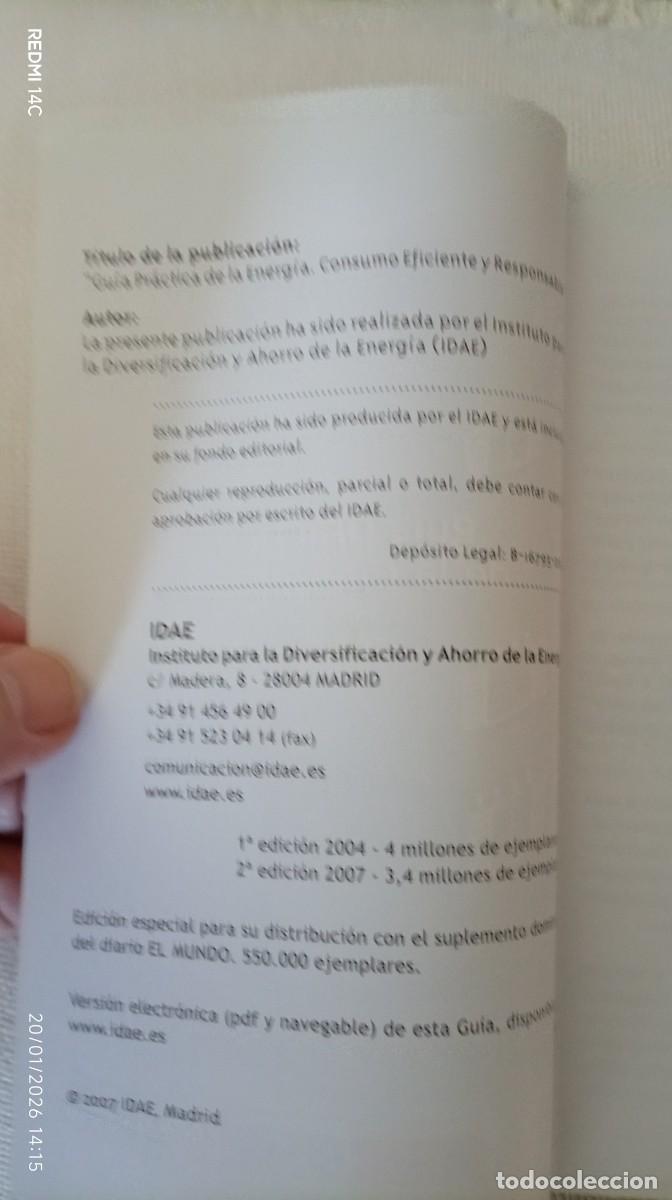 Libros de segunda mano de ciencias: Gu&iacute;a pr&aacute;ctica de la energ&iacute;a. Consumo eficiente y responsable. IDAE, 2007 - Foto 2