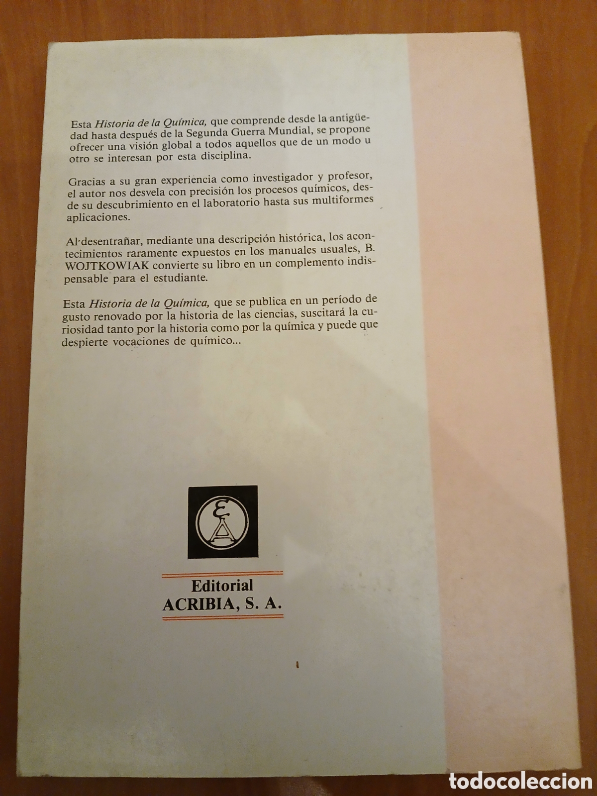 Libros de segunda mano de ciencias: Historia de la Qu&iacute;mica. B. Wojtkowiak. - Foto 2