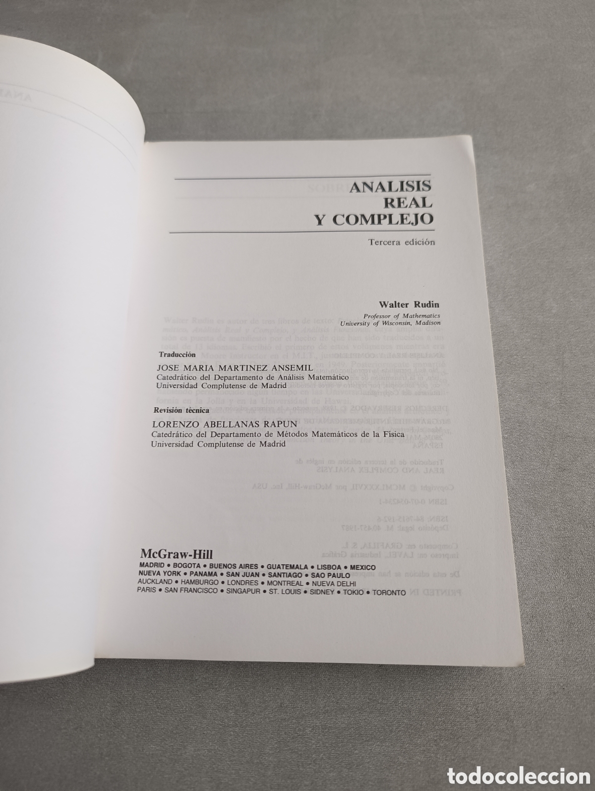 Libros de segunda mano de ciencias: AN&Aacute;LISIS REAL Y COMPLEJO. WALTER RUDIN. - Foto 5