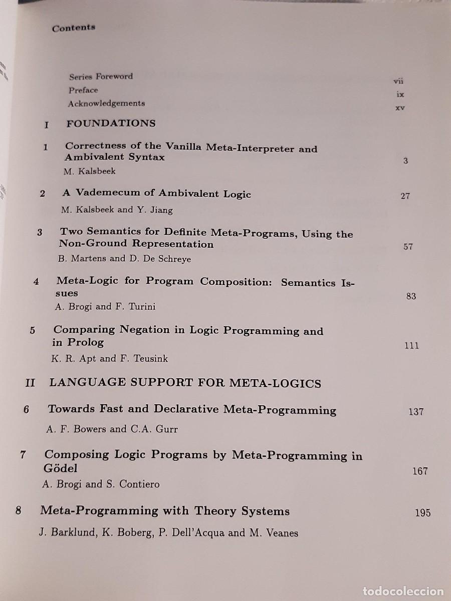 Libros de segunda mano de ciencias: metaprogramaci&oacute;n paradigma de la programaci&oacute;n l&oacute;gica, Meta-Logics and Logic Programming KRZYSZTOF - Foto 3