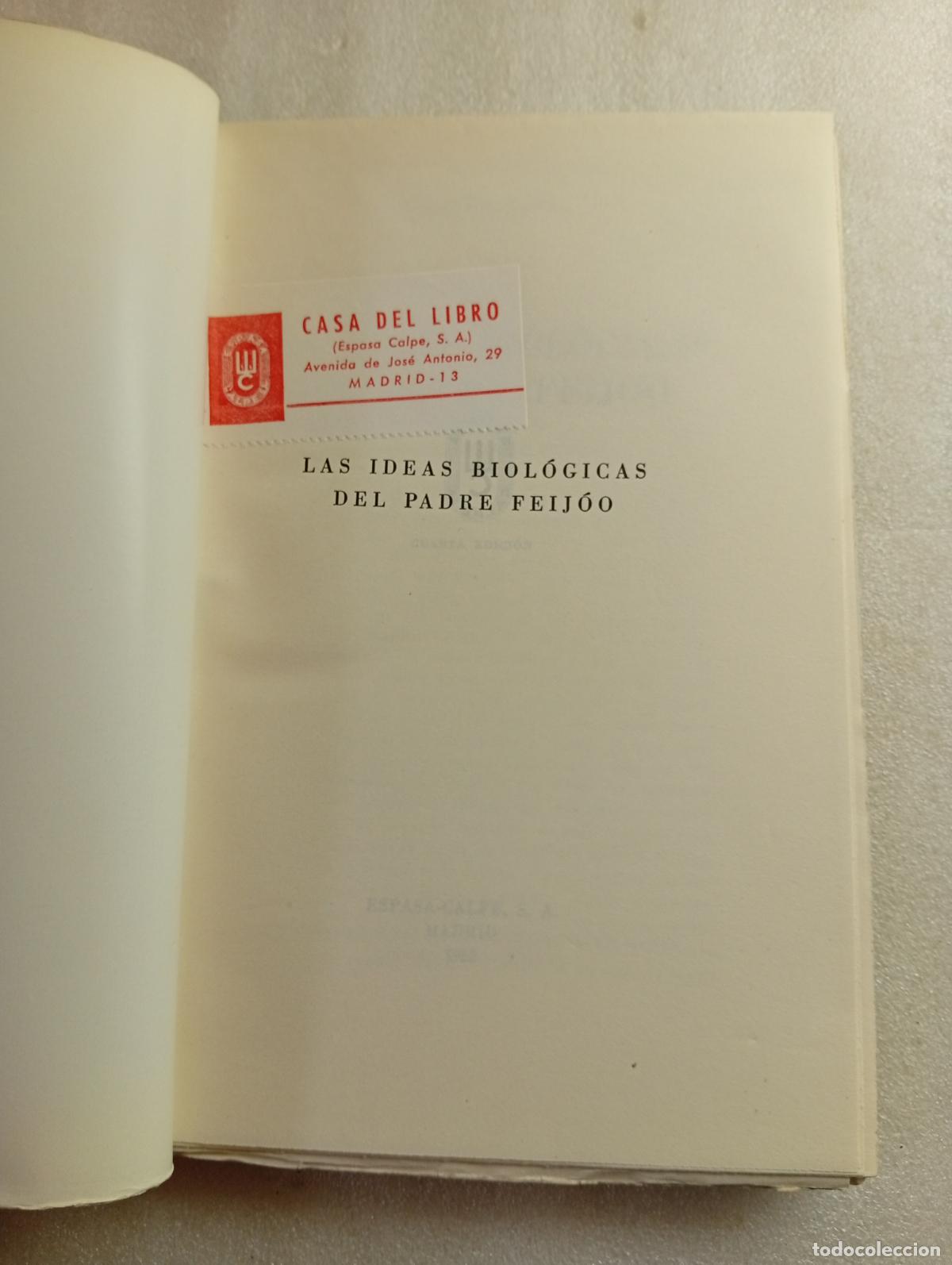 Libros de segunda mano: LAS IDEAS BIOL&Oacute;GICAS DEL P. FEIJ&Oacute;O - GREGORIO MARA&Ntilde;&Oacute;N - Foto 2