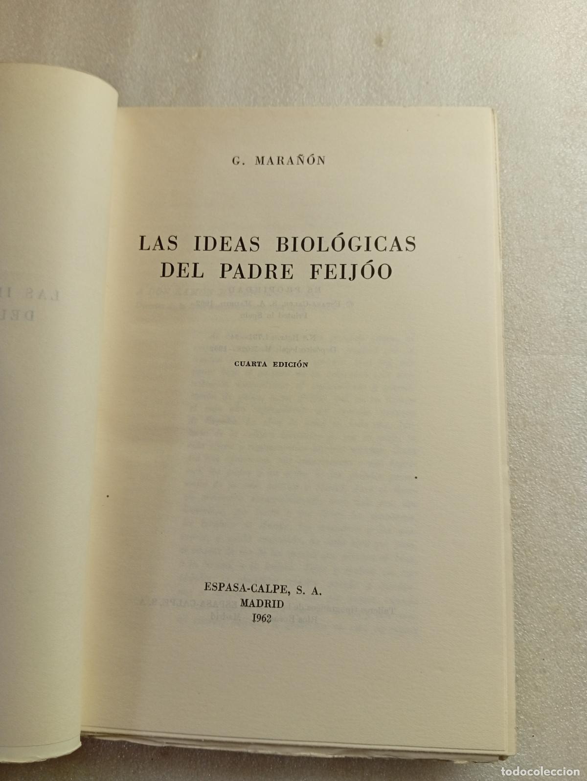 Libros de segunda mano: LAS IDEAS BIOL&Oacute;GICAS DEL P. FEIJ&Oacute;O - GREGORIO MARA&Ntilde;&Oacute;N - Foto 3
