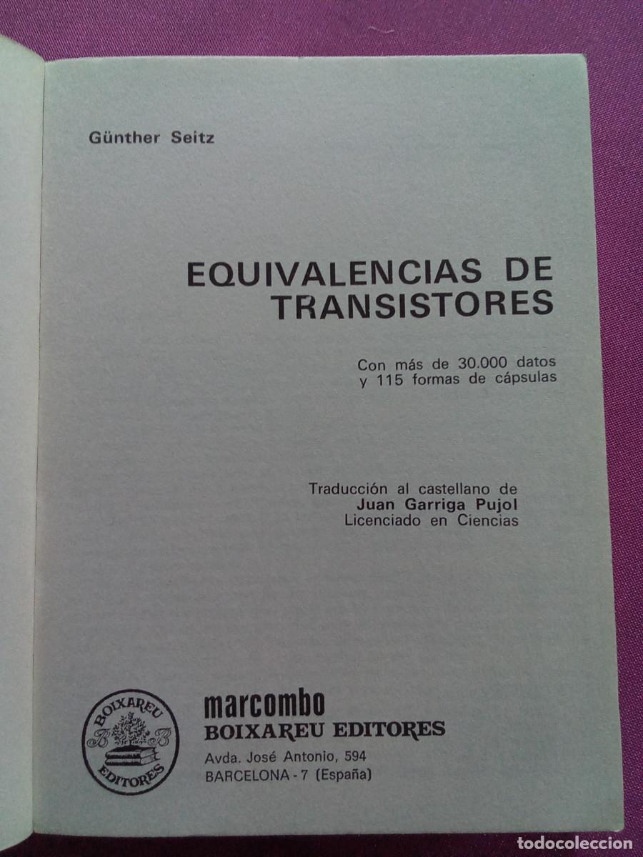 Libros de segunda mano de ciencias: EQUIVALENCIAS DE TRANSISTORES.G.SEITZ.LV54 - Foto 2