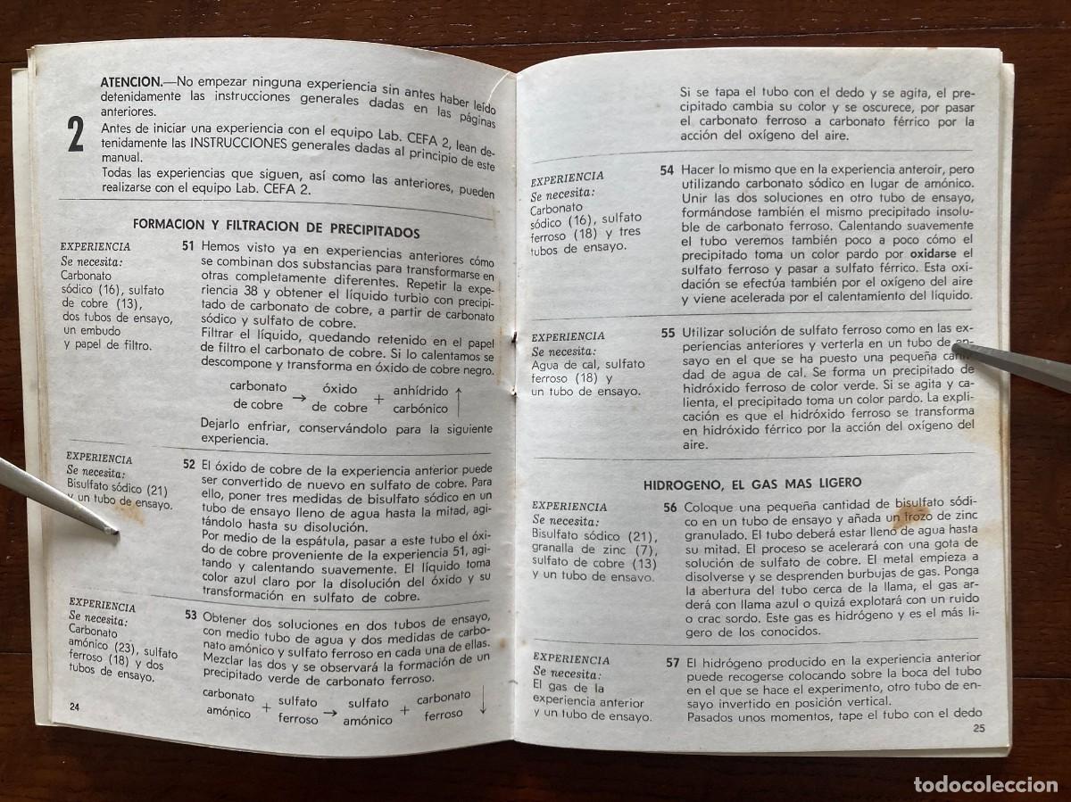 Libros de segunda mano de ciencias: Libro de Experiencias Qu&iacute;micas, Laboratorio CEFA, QUIMICEFA. 1972. - Foto 5