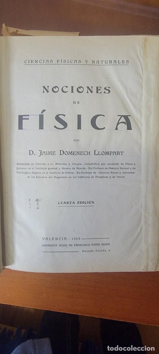 Libros de segunda mano de ciencias: Libro antiguo: Nociones de F&iacute;sica (1920) - Foto 2