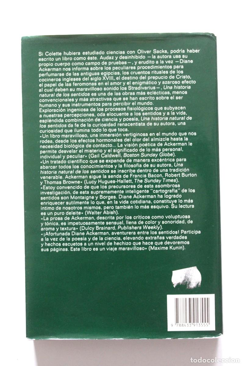 Libros de segunda mano: Diane Ackerman - Una historia natural de los sentidos - Anagrama - Foto 2