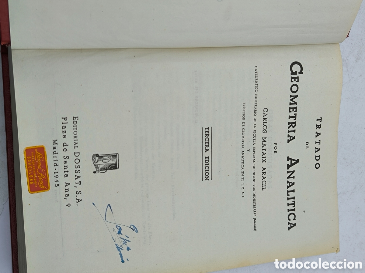 Libros de segunda mano de ciencias: Tratado de geometr&iacute;a anal&iacute;tica .Carlos Mataix - Foto 2