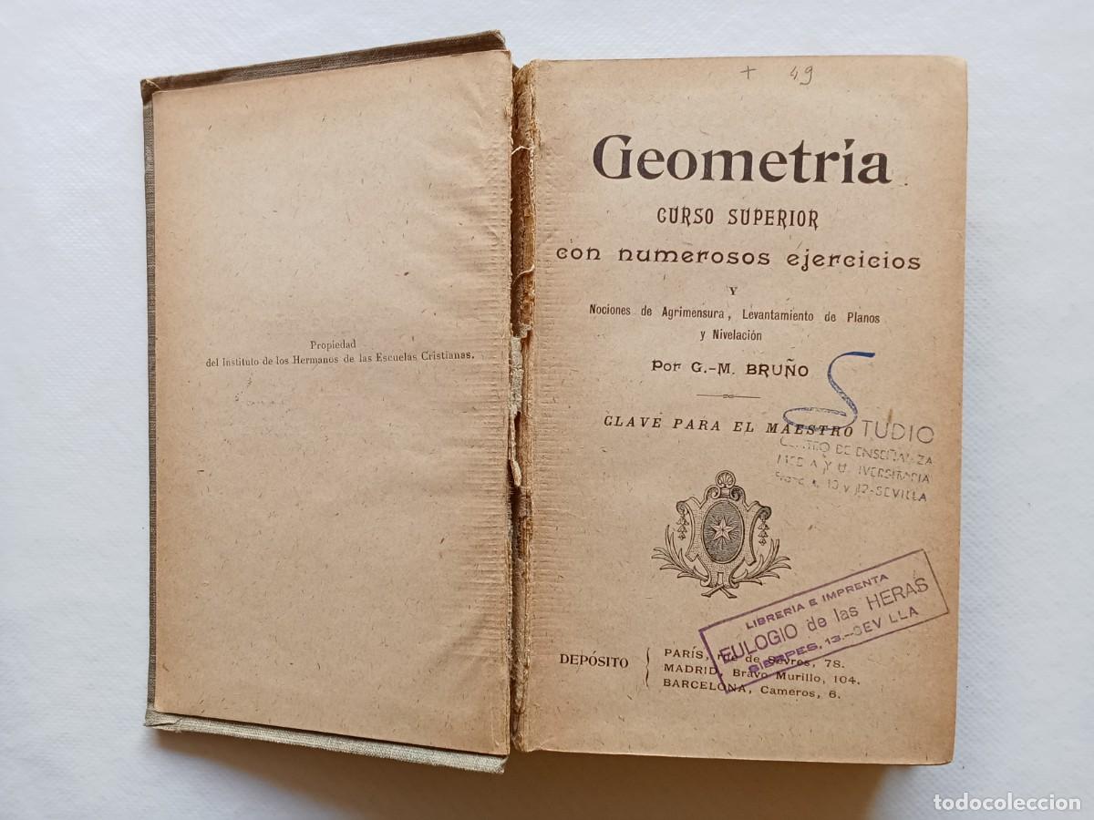 Libros de segunda mano de ciencias: GEOMETRIA Curso Superior con numerosos ejercicios CLAVE PARA EL MAESTRO Bru&ntilde;o - Foto 2