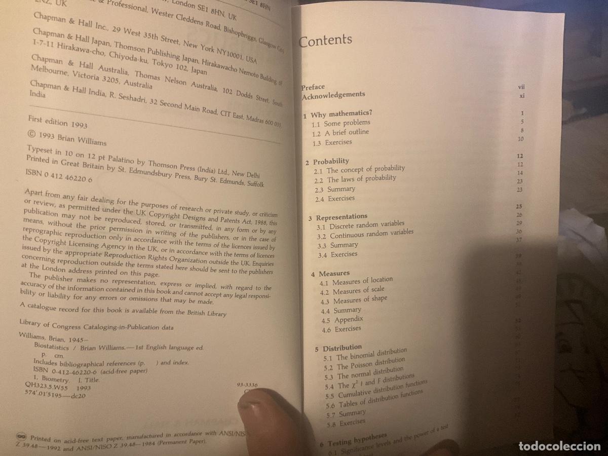 Libros de segunda mano: Biostatistics: Concepts and Applications for Biologists Brian Williams - Foto 2