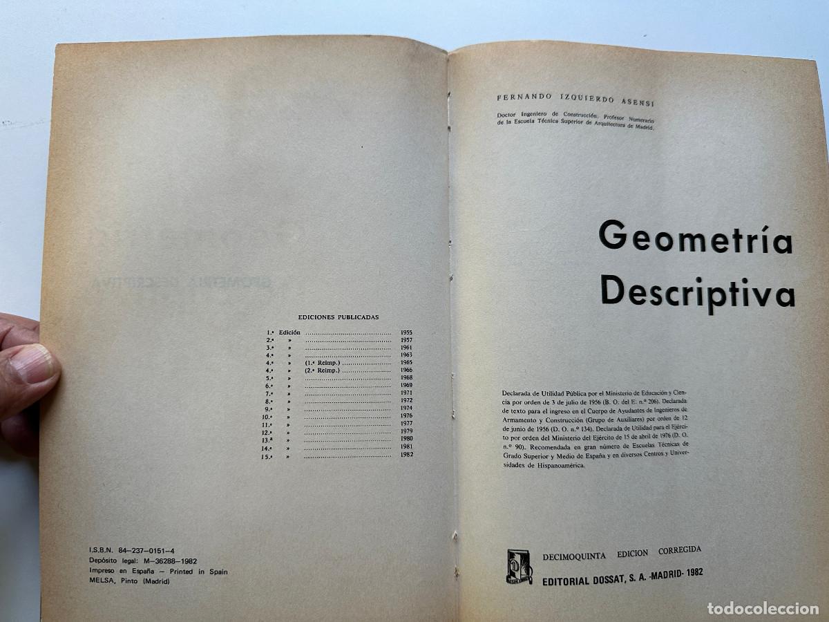 Libros de segunda mano de ciencias: GEOMETR&Iacute;A DESCRIPTIVA E. Izquierdo Asensi - Foto 11