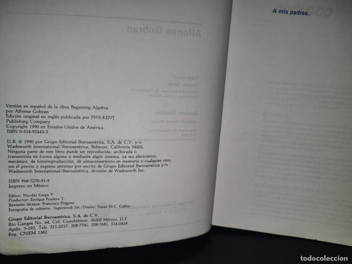 Libros de segunda mano de ciencias: 215- &Aacute;LGEBRA ELEMENTAL - ALFONSE GOBRAN - Foto 5