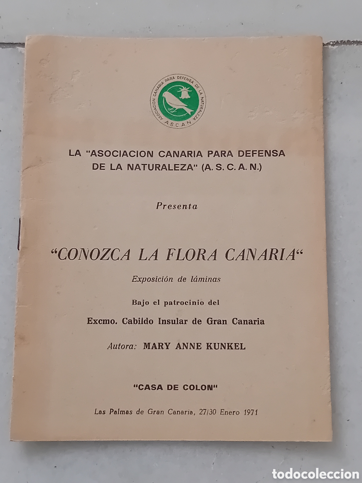 Libros de segunda mano: FOLLETO EXPOSICI&Oacute;N CONOZCA LA FLORA CANARIA MARY ANNE RUNKEL CASA DE COLOR A&Ntilde;O 1971