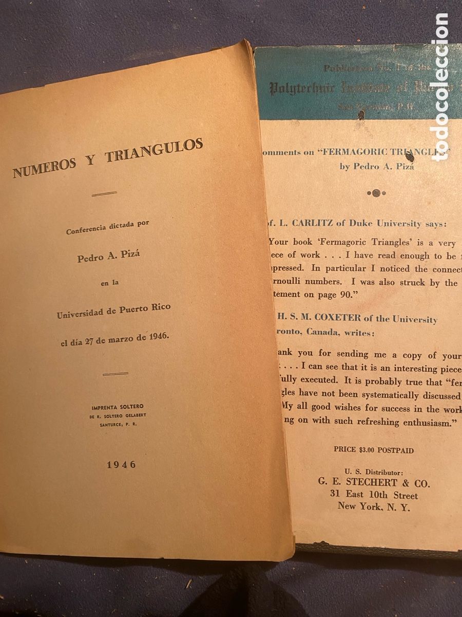 Libros de segunda mano de ciencias: PEDRO PIZA: - FERMAGORIC TRIANGLES - (PUERTO RICO, 1945) - Foto 3