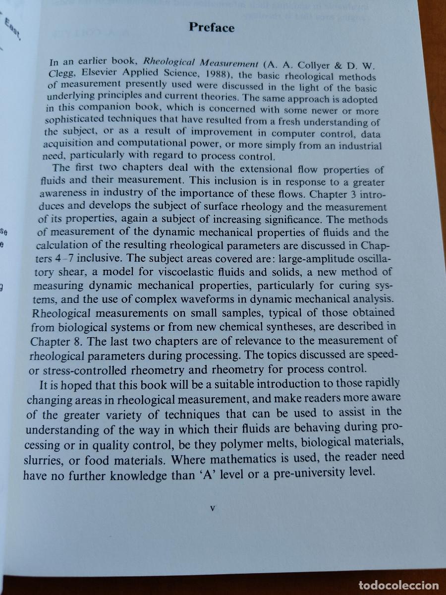 Libros de segunda mano de ciencias: Techniques in Rheological Measurement. Edited by A.A. Collyer. Chapman & Hall. - Foto 6