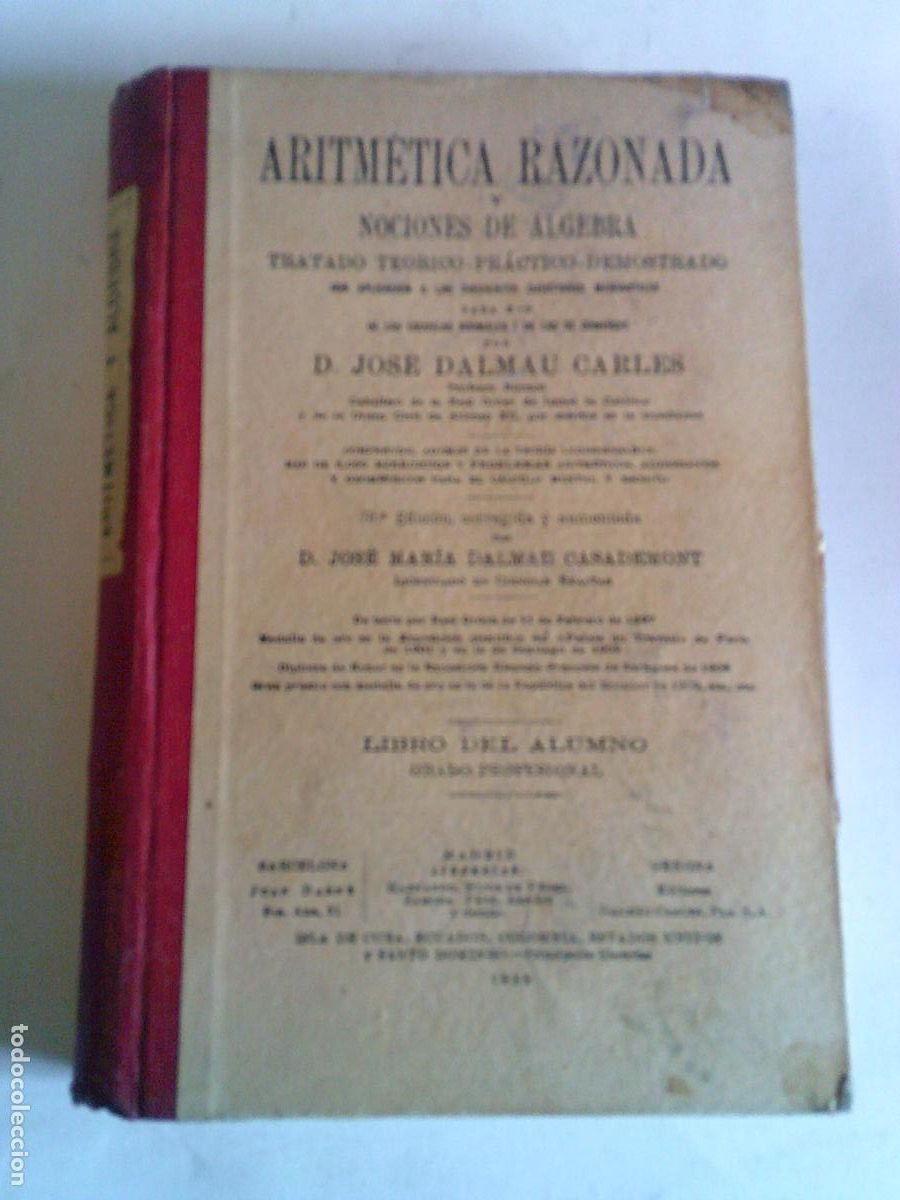 Libros de segunda mano de Ciencias: Aritm&eacute;tica razonada y nociones de &aacute;lgebra 1935