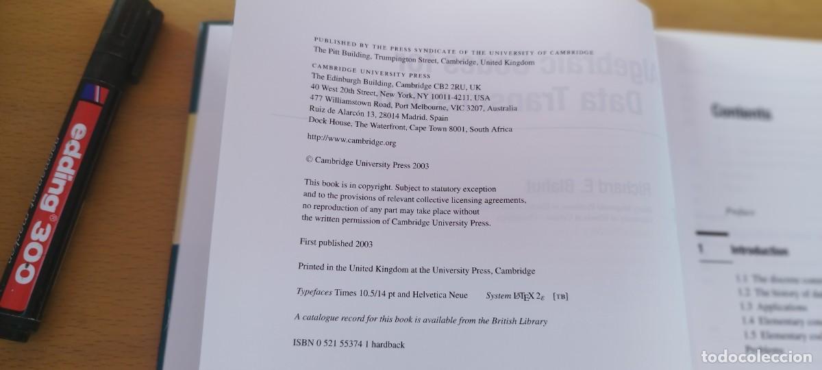 Libros de segunda mano de ciencias: ALGEBRAIC CODES FOR DATA TRANSMISSION /BLAHUT /EN INGLES C&oacute;digos algebraicos paratransmisi&oacute;n datos - Foto 6