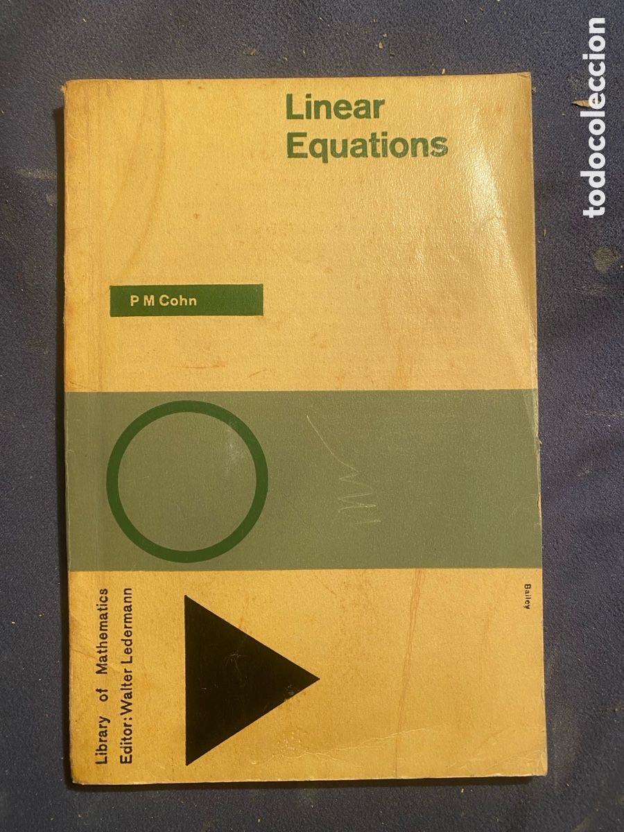 Libros de segunda mano de Ciencias: P. M. COHN: - LINEAR EQUATIONS - (1957)