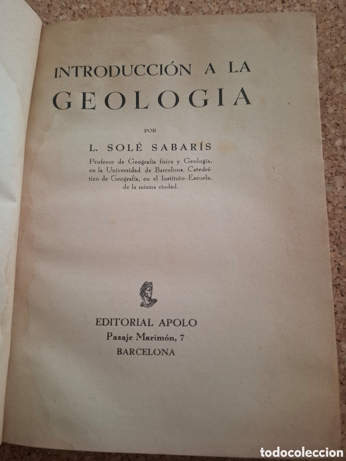 Libros de segunda mano: Introducci&oacute;n a la Geologia - L.Sol&eacute; Sabaris - 1938