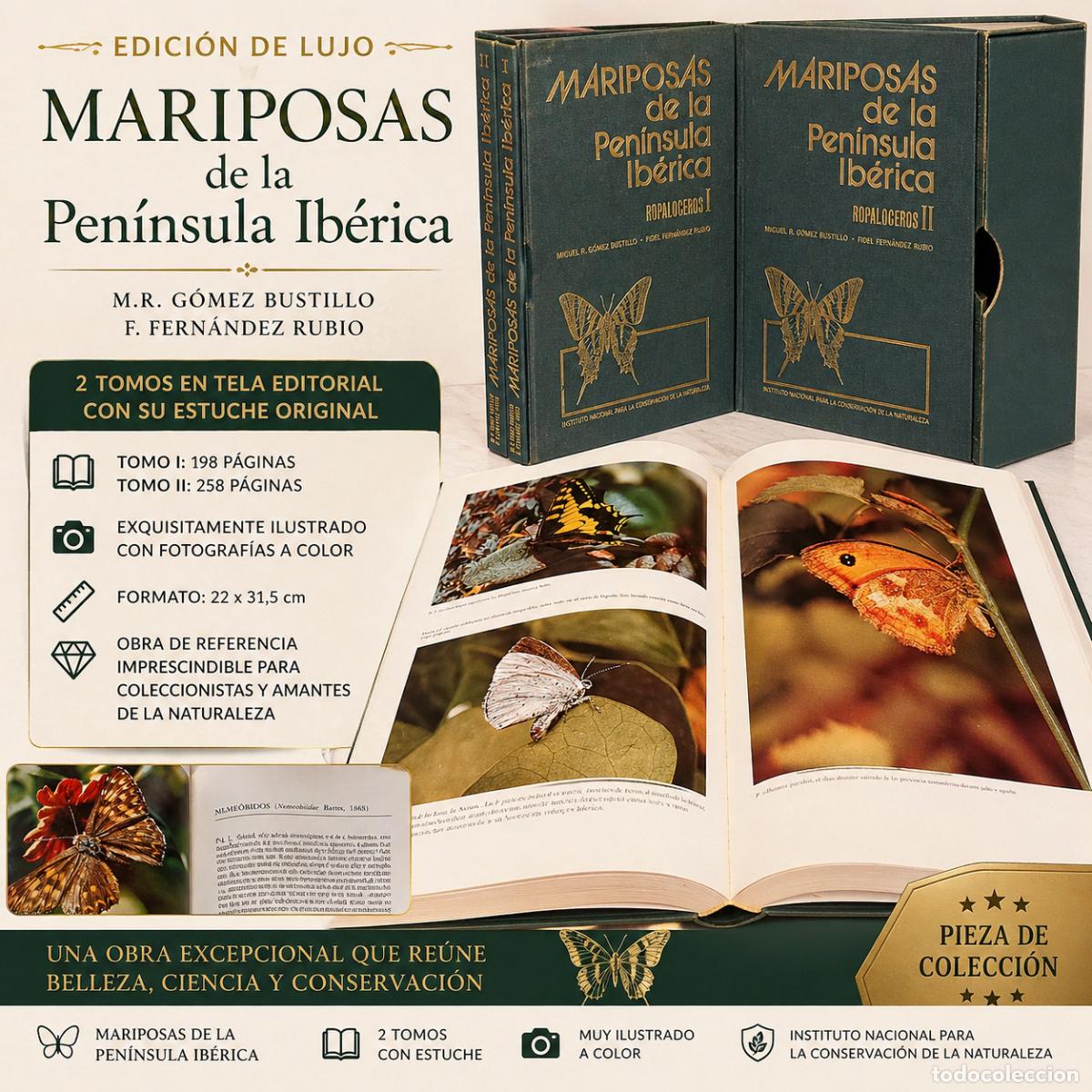 Libros de segunda mano: MARIPOSAS DE LA PEN&Iacute;NSULA IB&Eacute;RICA / 2 TOMOS+ESTUCHE / ED: ICONA / MUY BUEN ESTADO