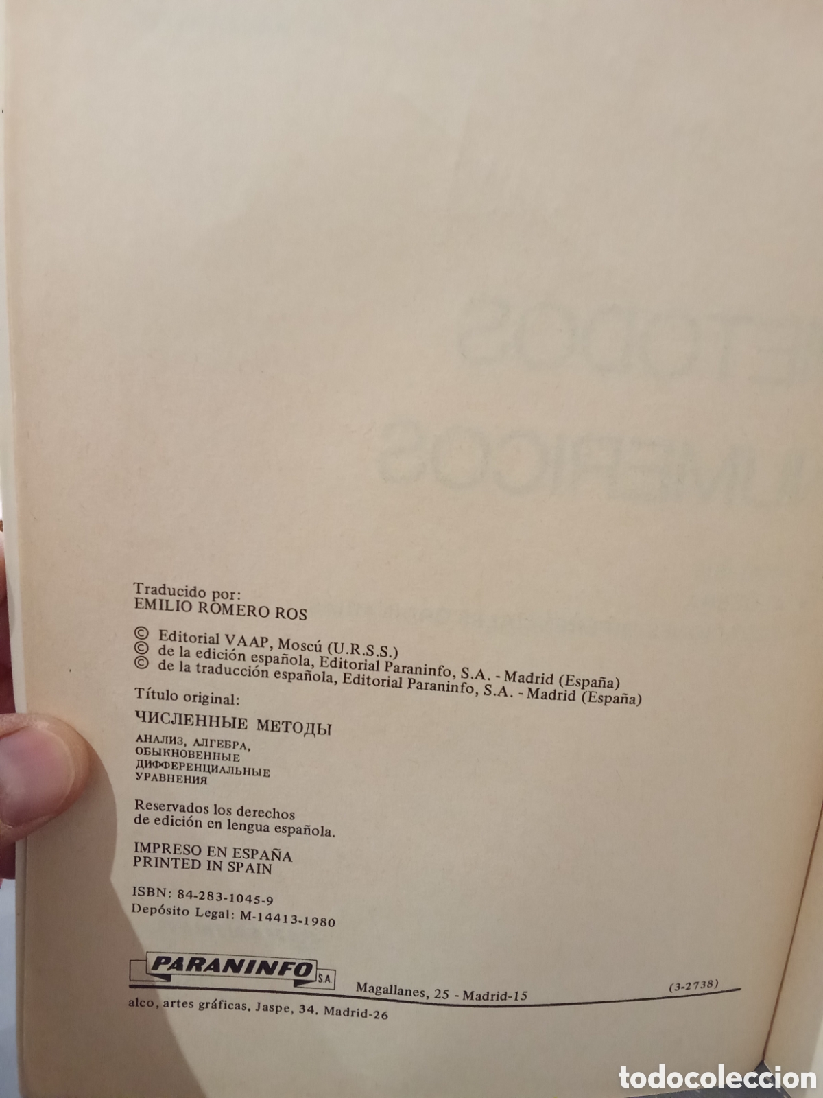 Libros de segunda mano de ciencias: M&eacute;todos num&eacute;ricos - N. Bakhvalov - Paraninfo - Foto 2