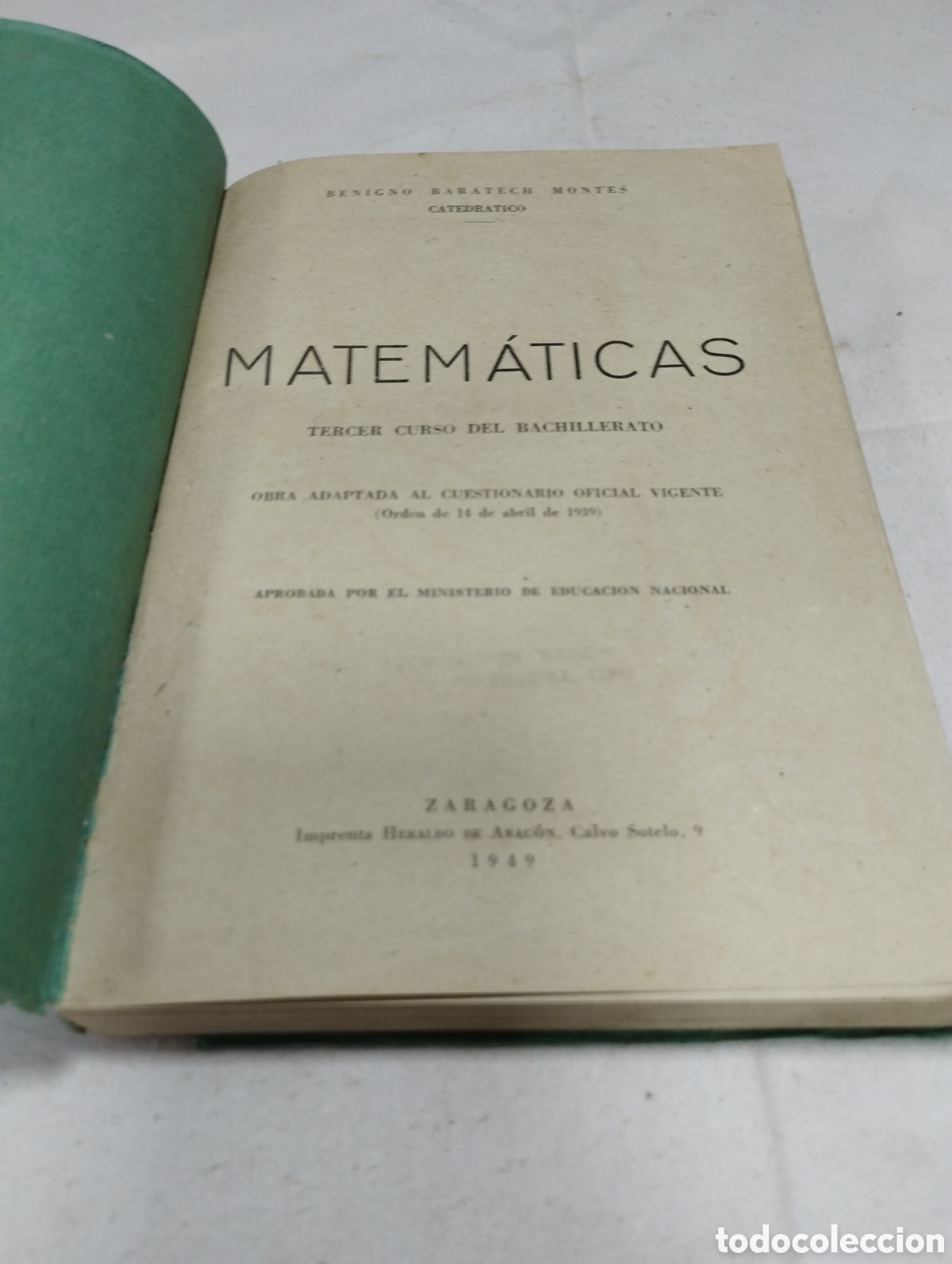 Libros de segunda mano de ciencias: Matem&aacute;ticas. Tercer curso. Baratetech, 1949 - Foto 2