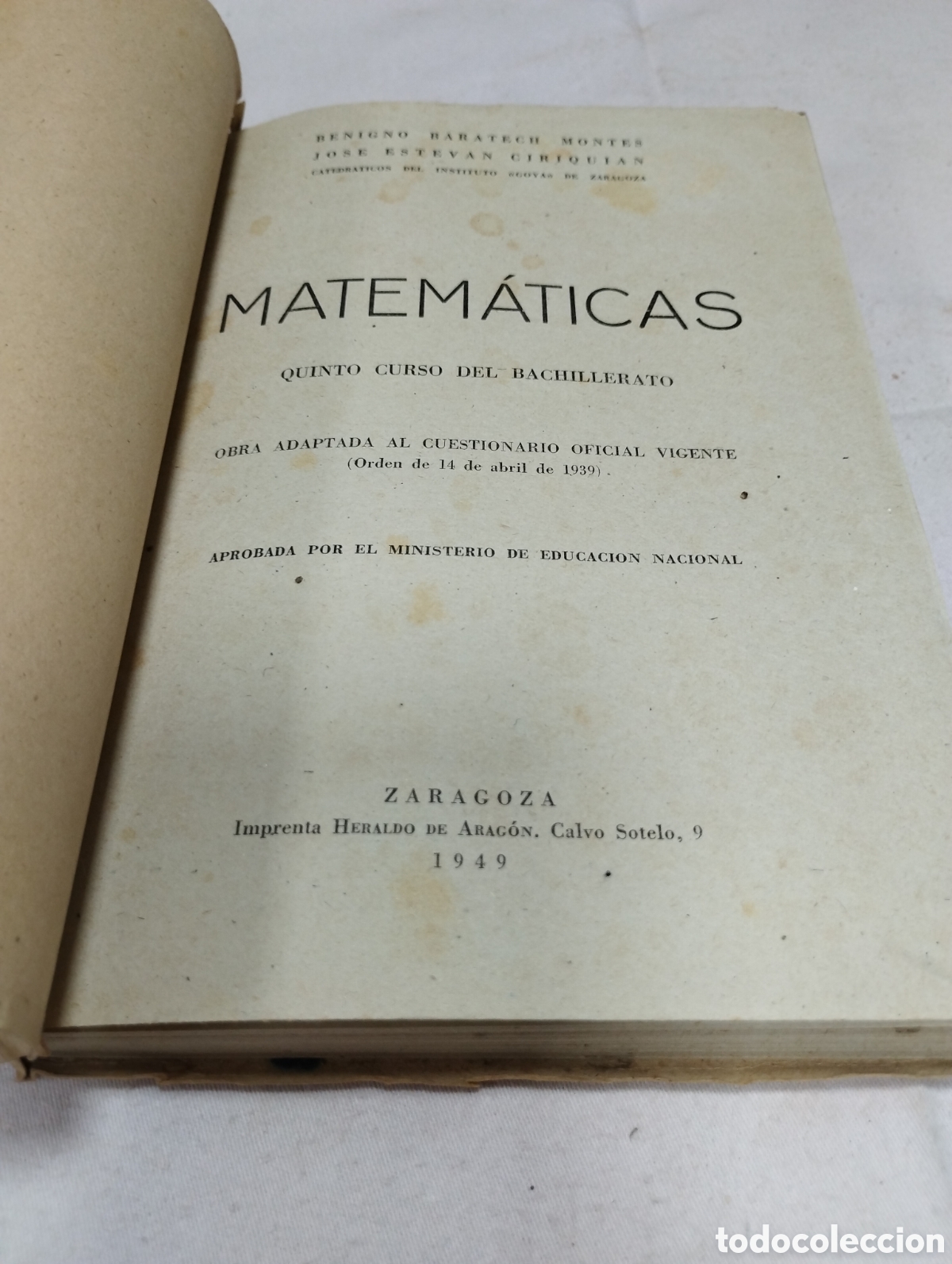 Libros de segunda mano de ciencias: Matem&aacute;ticas. Quinto curso. Baratetech, 1949 - Foto 2