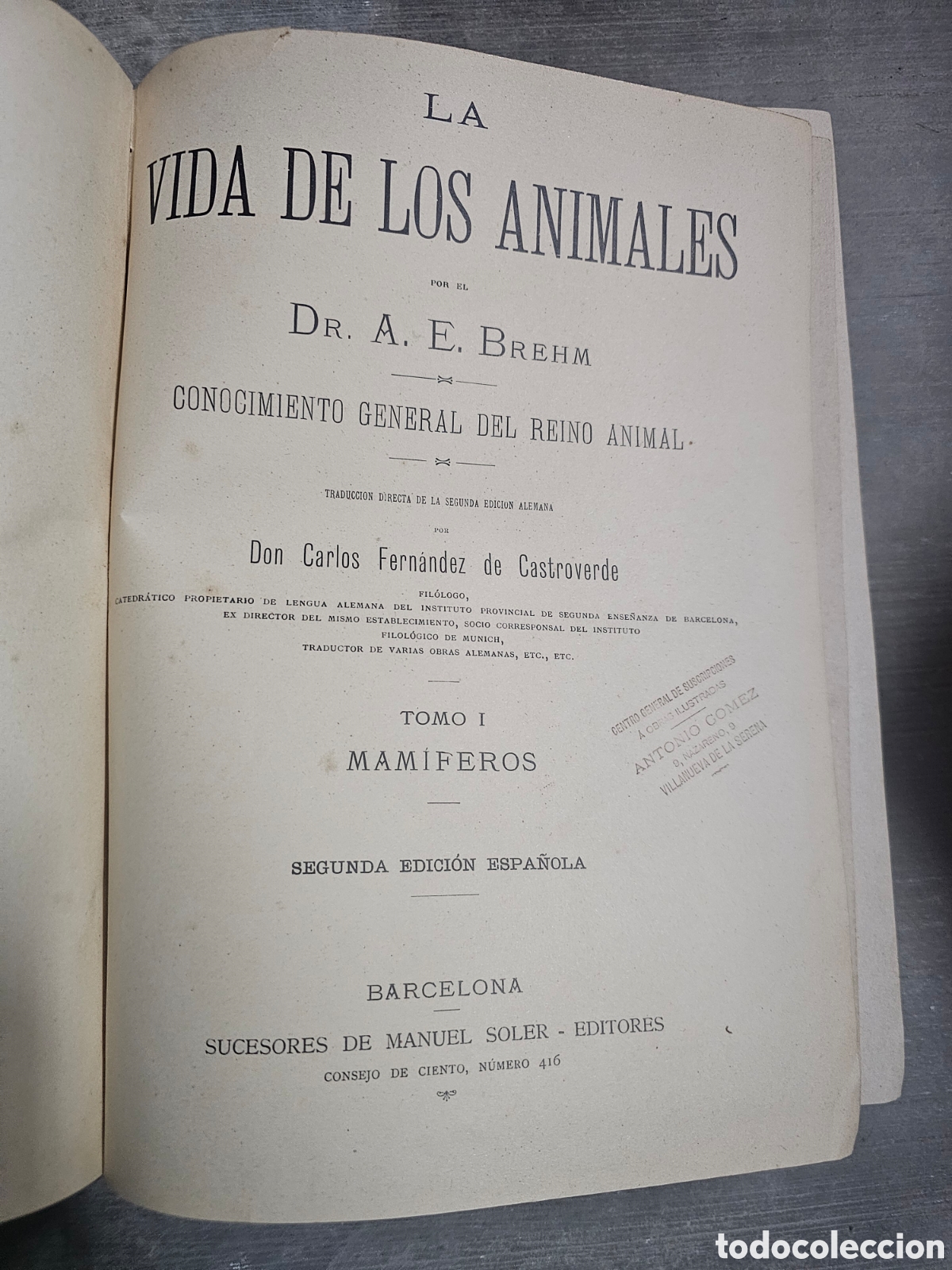 Libros de segunda mano: LA VIDA DE LOS ANIMALES - A. E. BREHM - 6 TOMOS COMPLETA - 2&ordf; EDICI&Oacute;N - - Foto 3