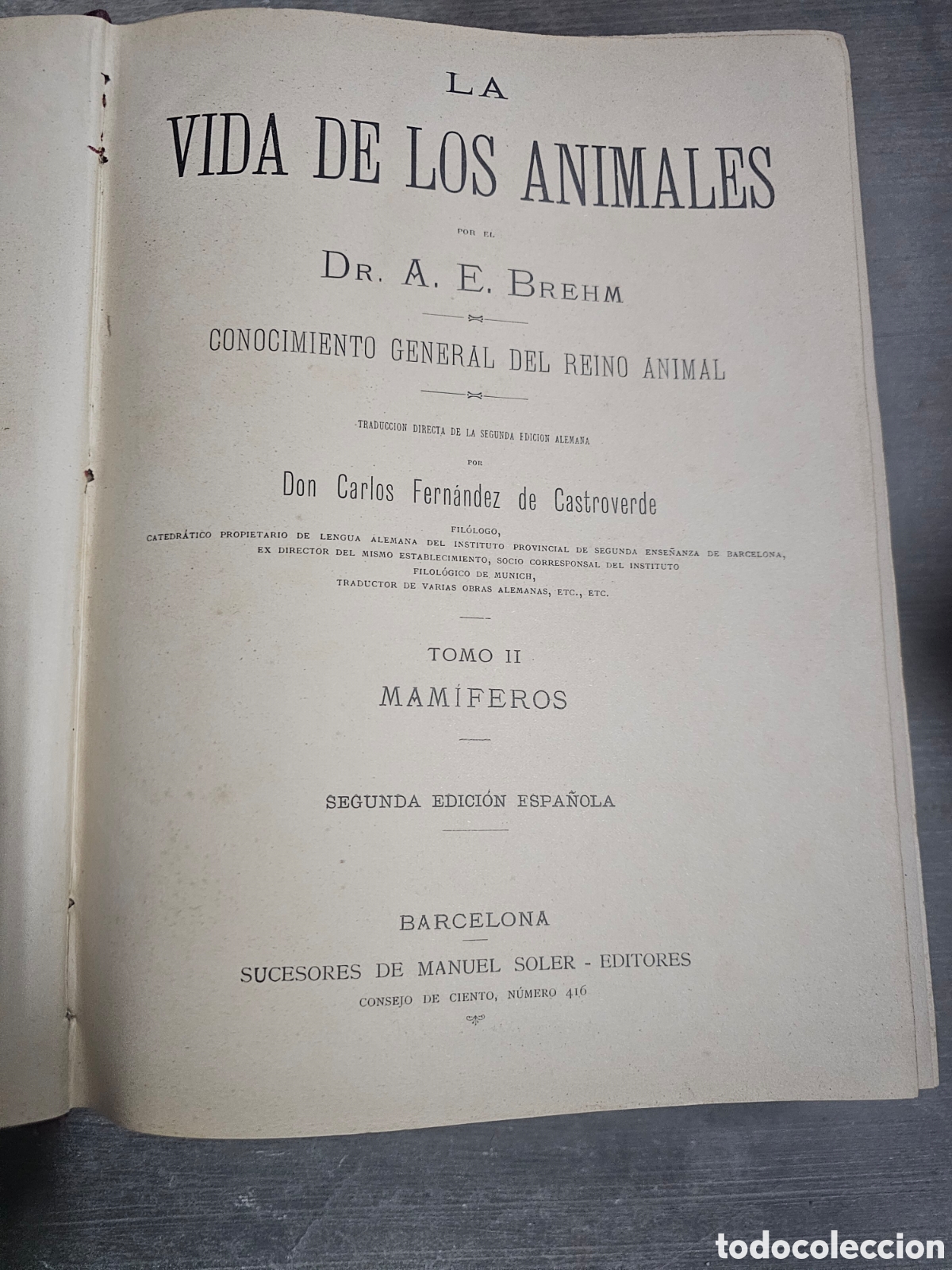 Libros de segunda mano: LA VIDA DE LOS ANIMALES - A. E. BREHM - 6 TOMOS COMPLETA - 2&ordf; EDICI&Oacute;N - - Foto 5