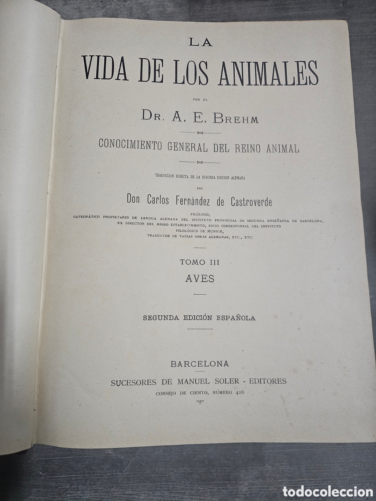 Libros de segunda mano: LA VIDA DE LOS ANIMALES - A. E. BREHM - 6 TOMOS COMPLETA - 2&ordf; EDICI&Oacute;N - - Foto 7