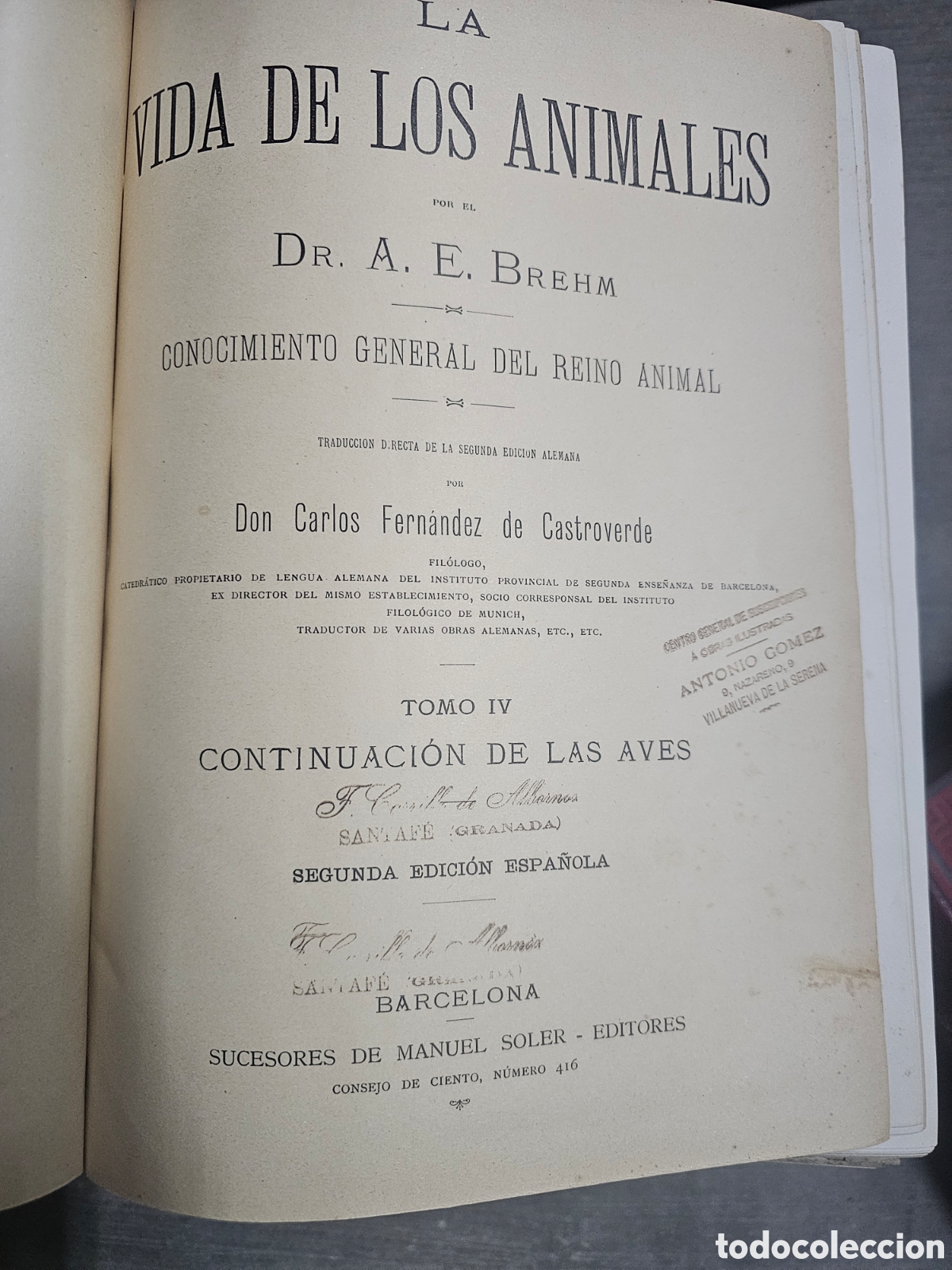 Libros de segunda mano: LA VIDA DE LOS ANIMALES - A. E. BREHM - 6 TOMOS COMPLETA - 2&ordf; EDICI&Oacute;N - - Foto 8