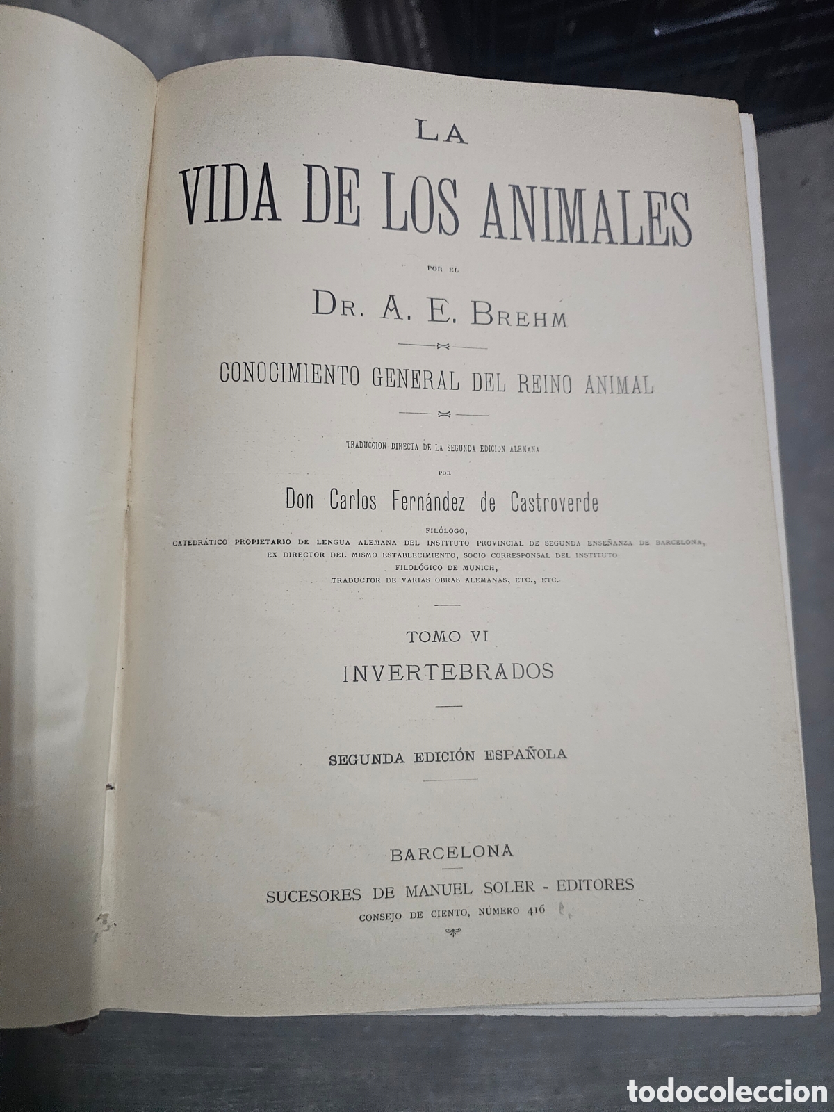 Libros de segunda mano: LA VIDA DE LOS ANIMALES - A. E. BREHM - 6 TOMOS COMPLETA - 2&ordf; EDICI&Oacute;N - - Foto 12