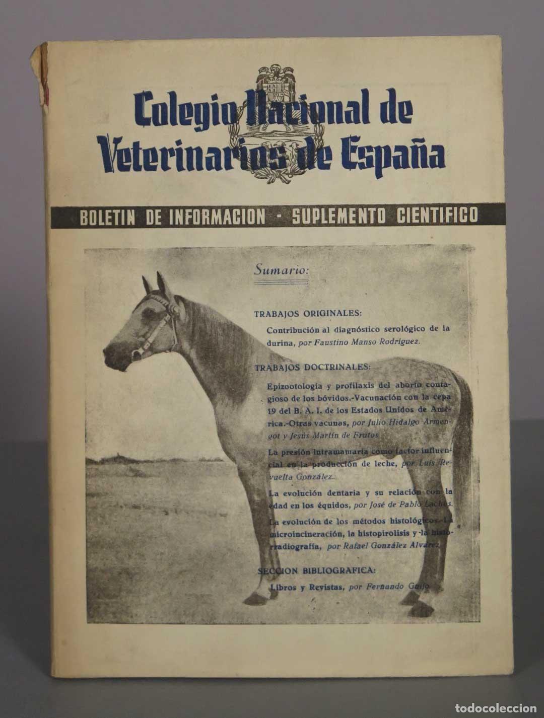 Libros de segunda mano: Colegio Nacional de Veterinarios de Espa&ntilde;a - Bolet&iacute;n de Informaci&oacute;n - Suplemento Cient&iacute;fico