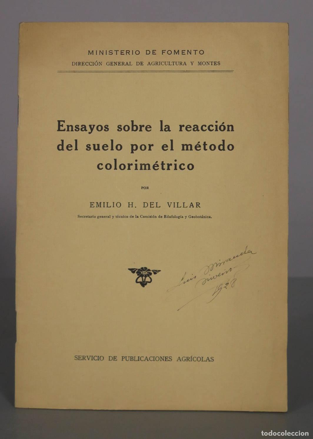 Libros de segunda mano: Ensayos sobre la reacci&oacute;n del suelo por el m&eacute;todo colorim&eacute;trico - Emilio H. del Villar - Servicio de