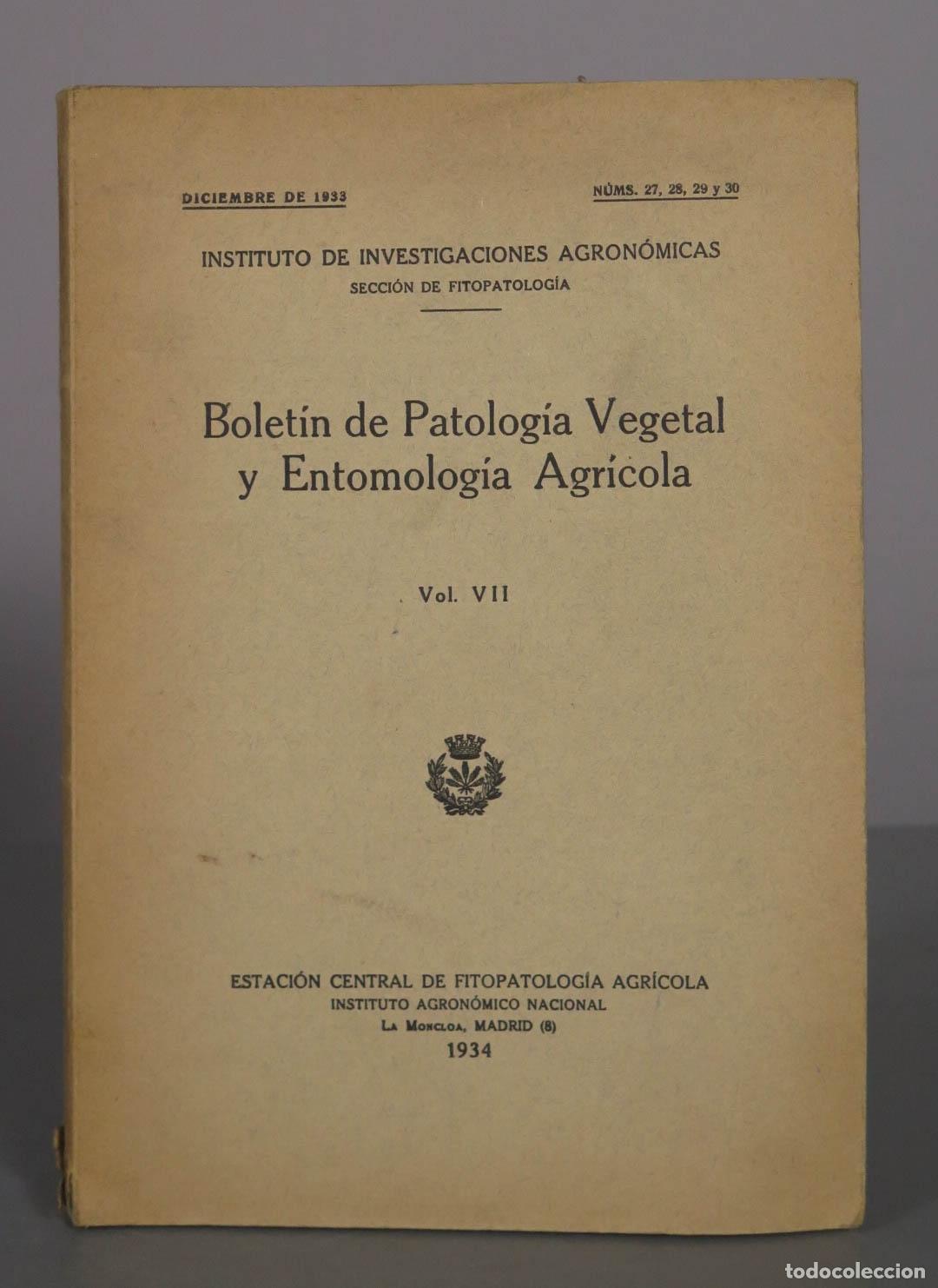 Libros de segunda mano: Bolet&iacute;n de Patolog&iacute;a Vegetal y Entomolog&iacute;a Agr&iacute;cola - vol vii