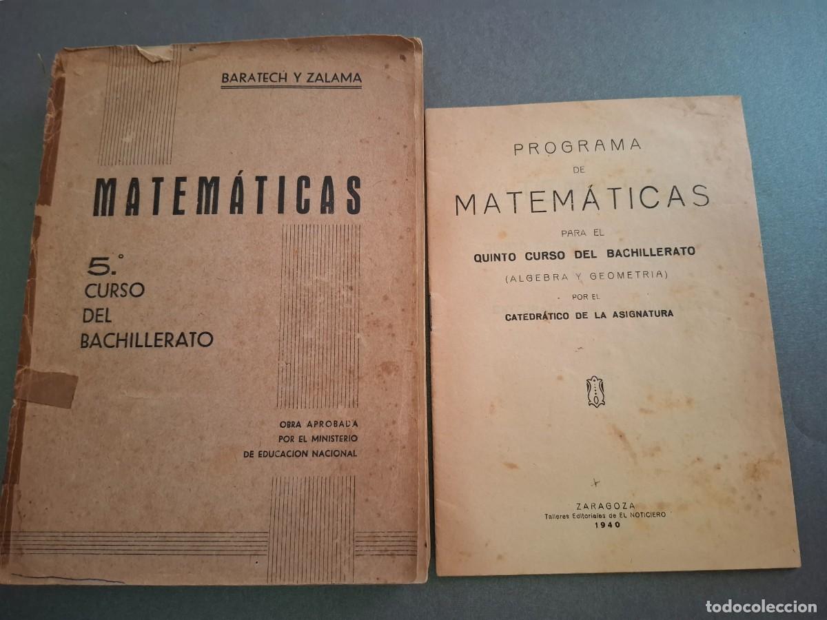 Libros de segunda mano de ciencias: Matem&aacute;ticas - 5&ordm; curso - Baratech y Zalama - 1940 - Foto 1