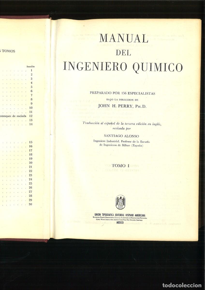 Libros de segunda mano de ciencias: MANUAL DEL INGENIERO QUIMICO. John H. Perry - Foto 1