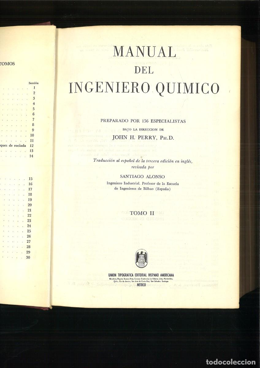 Libros de segunda mano de ciencias: MANUAL DEL INGENIERO QUIMICO. John H. Perry - Foto 2