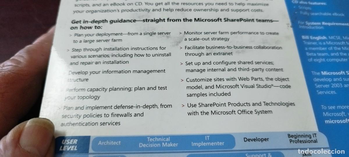 Libros de segunda mano de ciencias: MICROSOFT SHAREPOINT PRODUCTS TECHNOLOGIES RESOURCE KIT/EN INGLES KARA35 - Foto 6