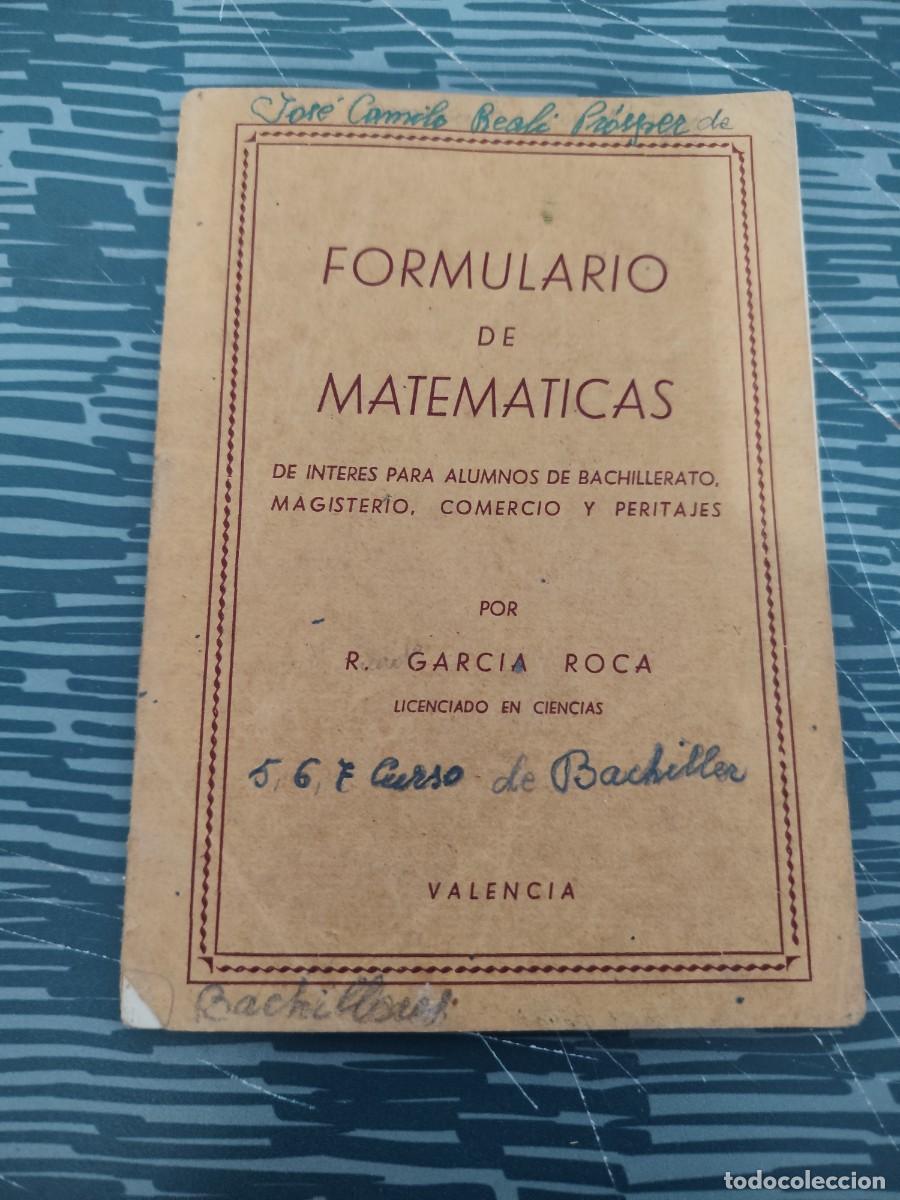 Libros de segunda mano de ciencias: FORMULARIO DE MATEM&Aacute;TICAS,R.GARCIA ROCA, VALENCIA,31 PAG.,LEER. - Foto 1