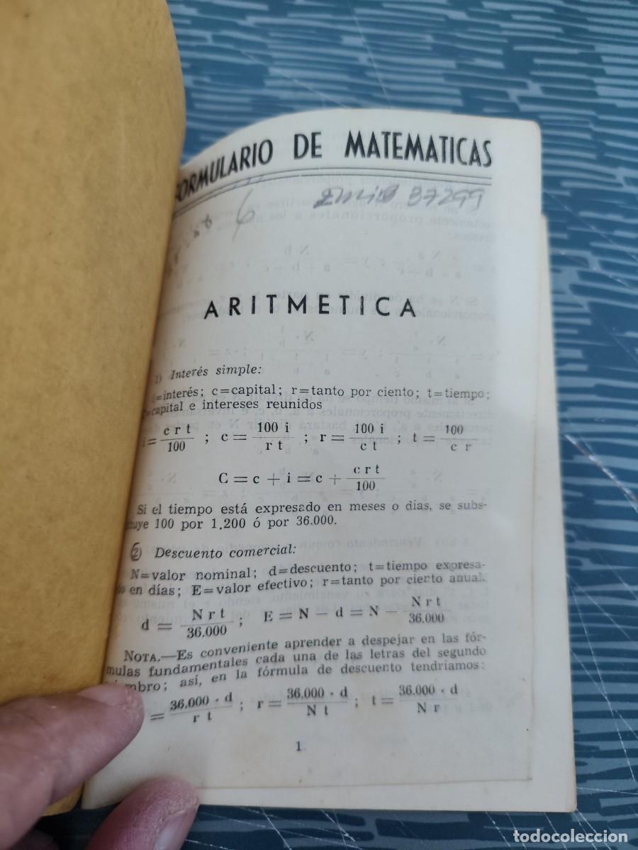 Libros de segunda mano de ciencias: FORMULARIO DE MATEM&Aacute;TICAS,R.GARCIA ROCA, VALENCIA,31 PAG.,LEER. - Foto 2