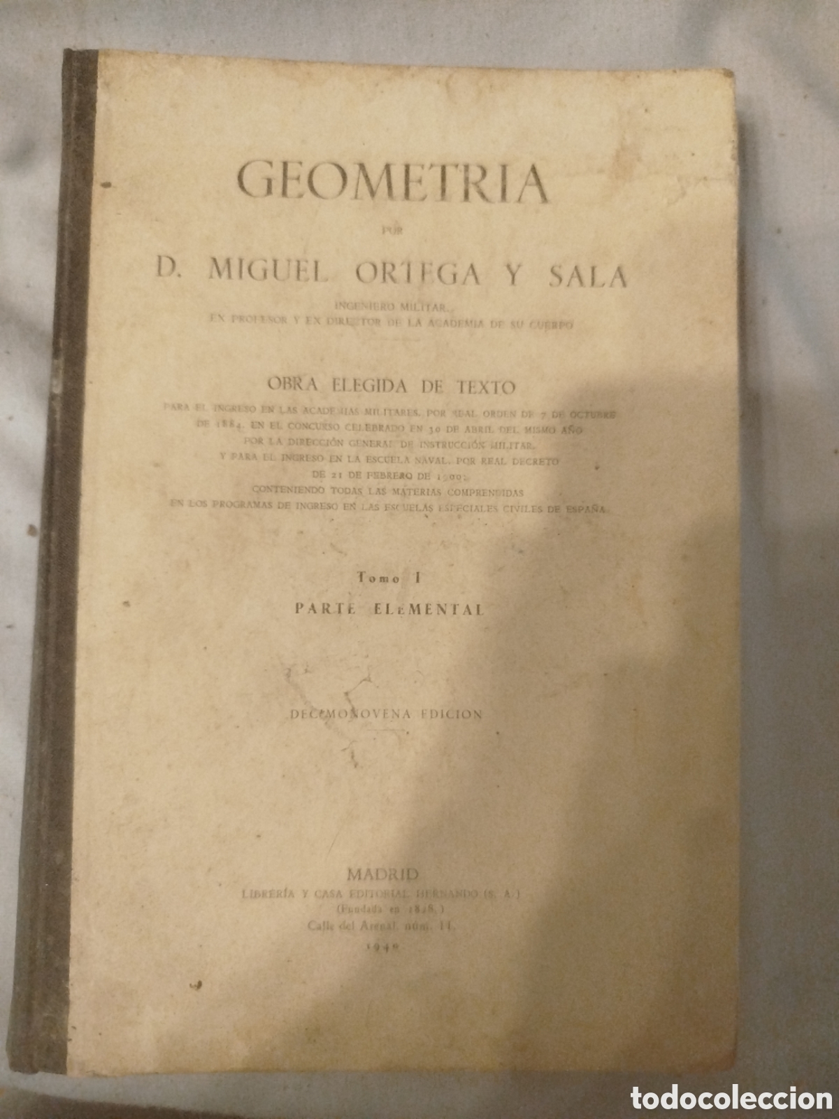 Libros de segunda mano de Ciencias: Geometr&iacute;a D. Miguel Ortega y Sala 1940