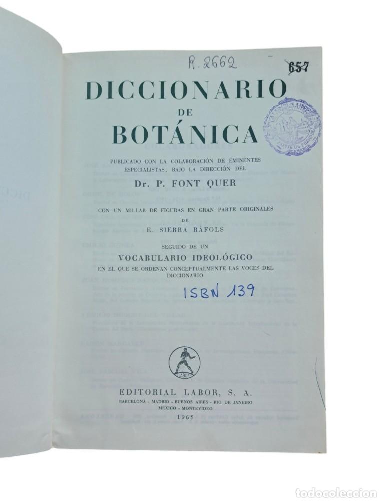 Libros de segunda mano: Font Quer, Dr. P.- DICCIONARIO DE BOT&Aacute;NICA - Foto 2