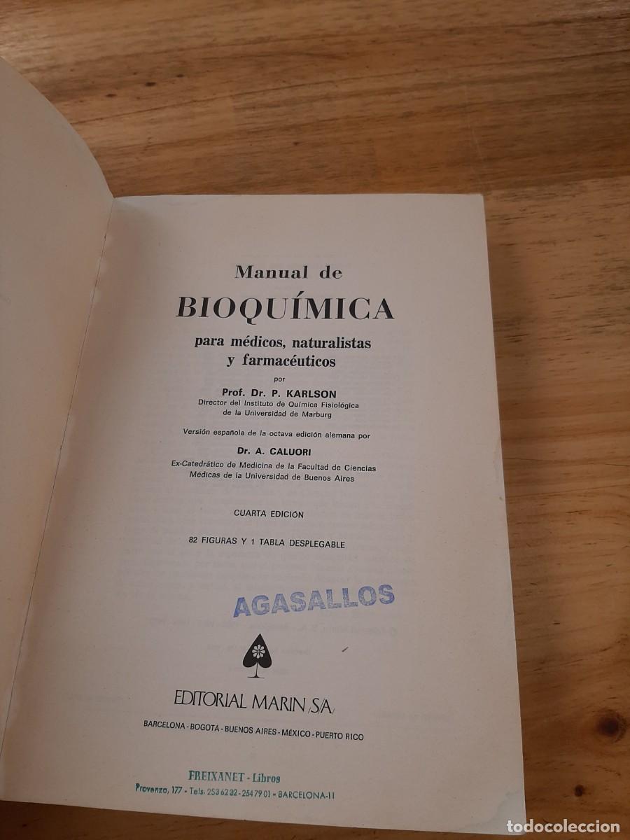 Libros de segunda mano: Manual de Bioqu&iacute;mica - Peter Karlson - Editorial Mar&iacute;n, 1976 - Foto 4