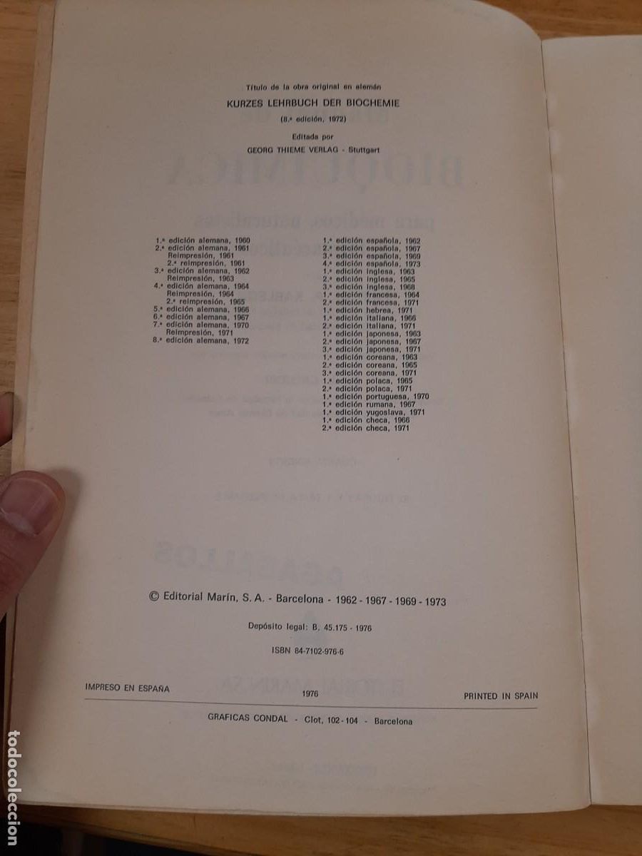 Libros de segunda mano: Manual de Bioqu&iacute;mica - Peter Karlson - Editorial Mar&iacute;n, 1976 - Foto 5